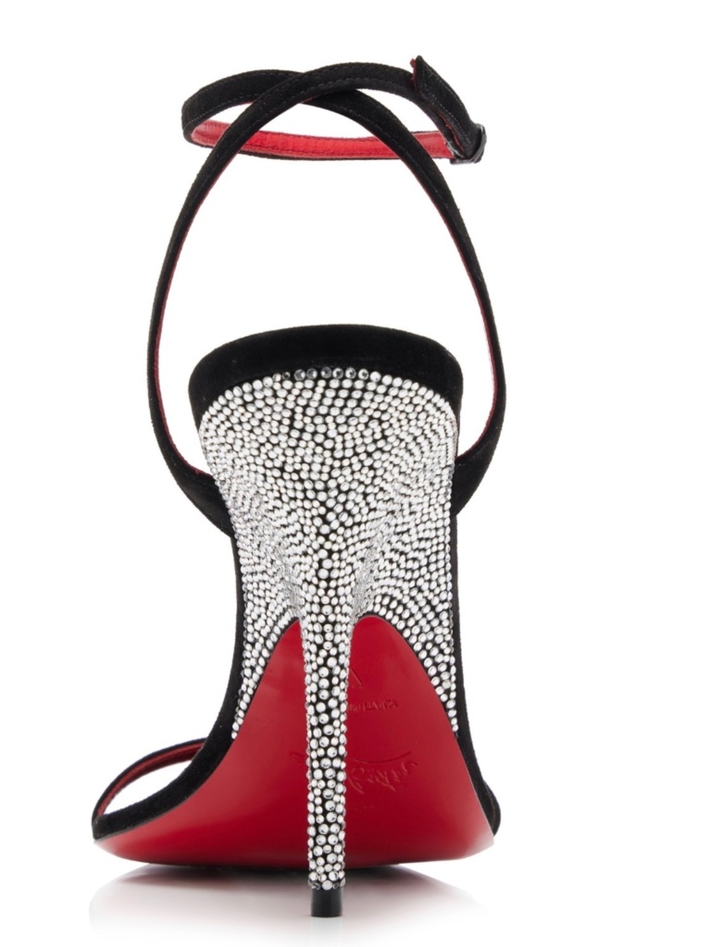 Christian Louboutin Arch Queen Black Suede Crystal Rhinestone Stiletto Heel NIB